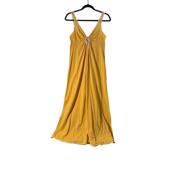 Vintage Vassarette Yellow Maxi Nightgown With Adjustable Tie Front & Scoop Back - Picture 2 of 9